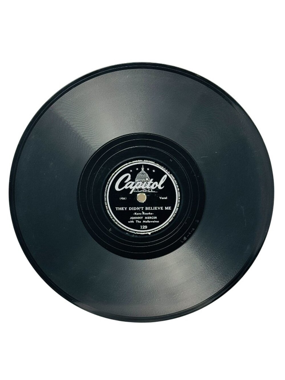 Johnny Mercer They Didnt Believe Me 10in Shellac 78 RPM Capitol Records 129